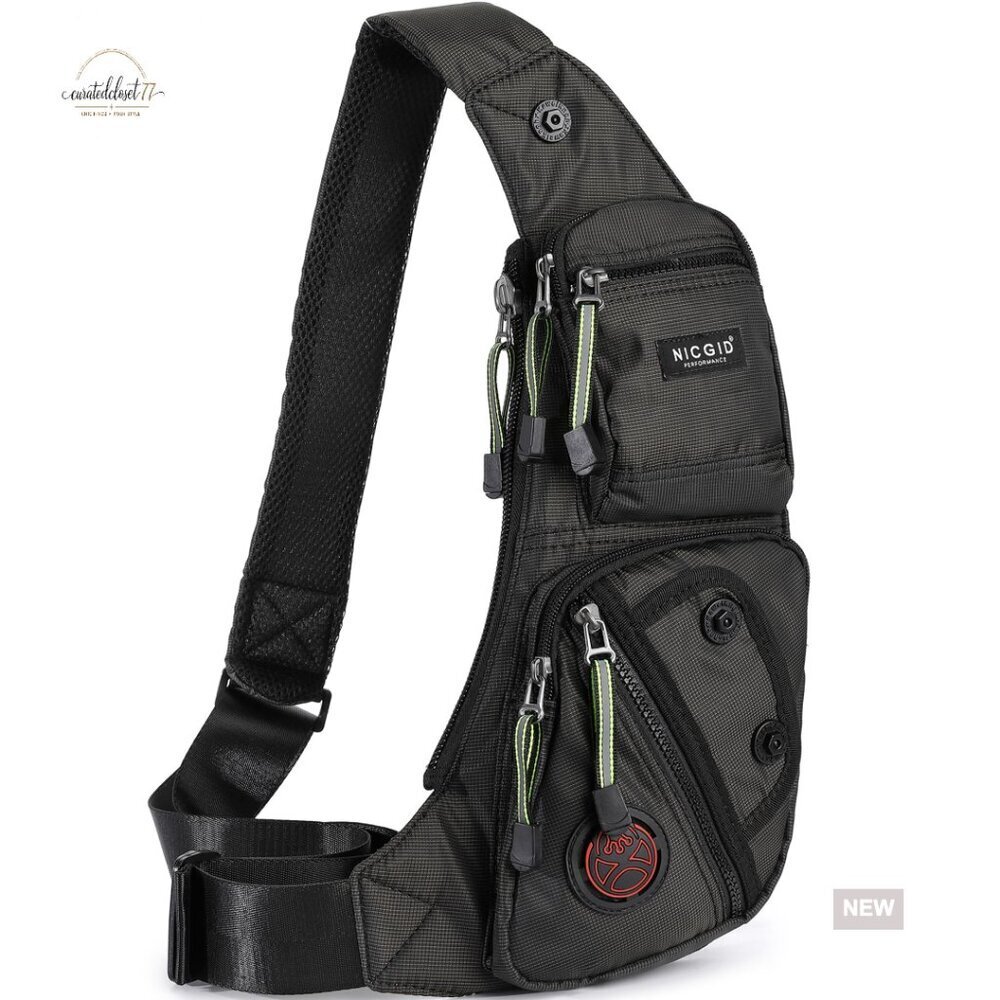 Water-Resistant Nylon Sling Backpack Daypack Crossbody Chest Shoulder Bag